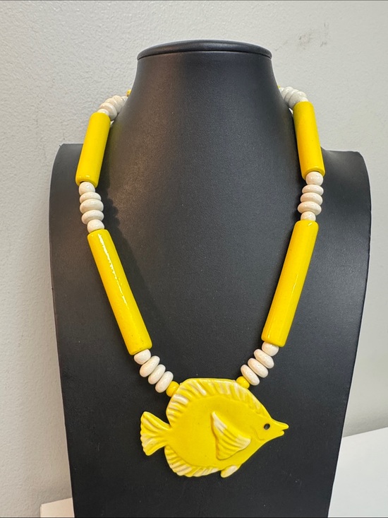 Ruby Z Jewelry - Ruby Z Yellow Fish Statement Necklace - Bold Ceramic Pendant